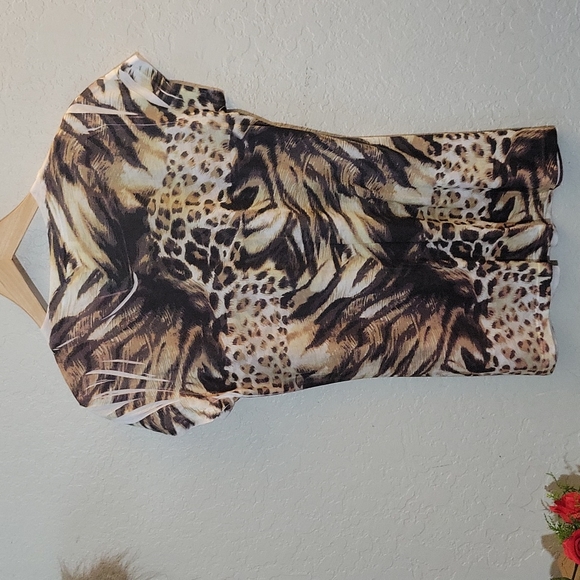 TIME AND A HALF XL Bling Semi Sheer Animal Print T Shirt - Picture 4 of 8